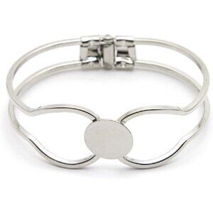 7 Silver Tone Hinged Metal Bangle Base Clamper Bracelets for DIY--7 Bracelets